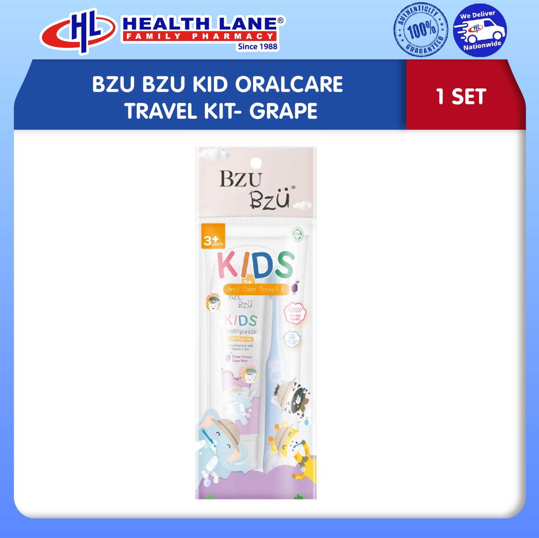 BZU BZU KID ORALCARE TRAVEL KIT- GRAPE